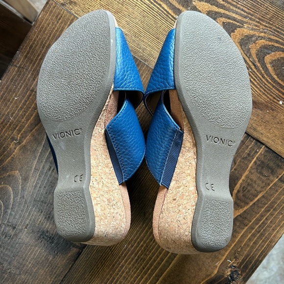 Vionic Blue Cork Wedge Leather Sandals - Picture 3 of 4